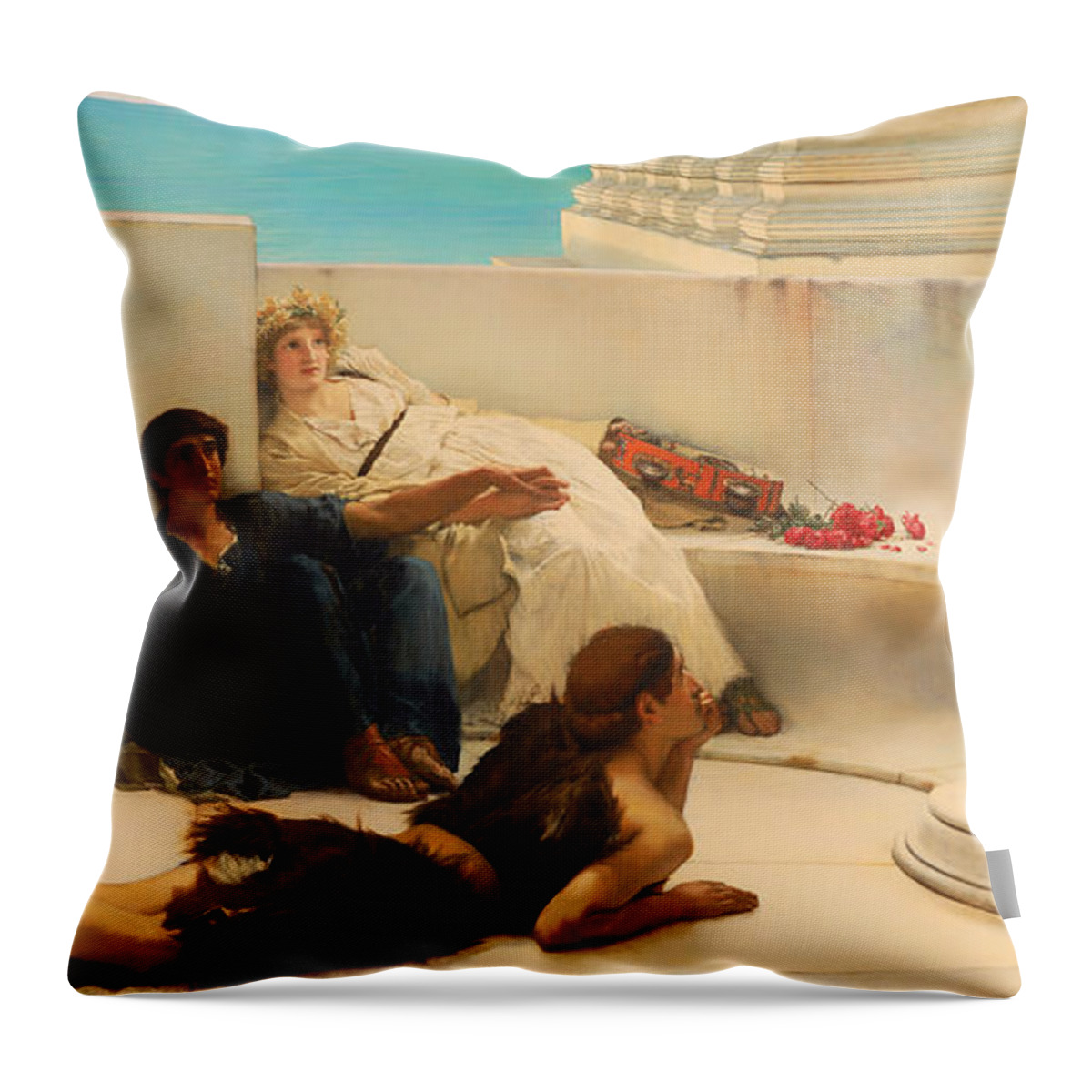 Lawrence Alma-tadema Throw Pillow featuring the painting A Reading from Homer #6 by Lawrence Alma-Tadema