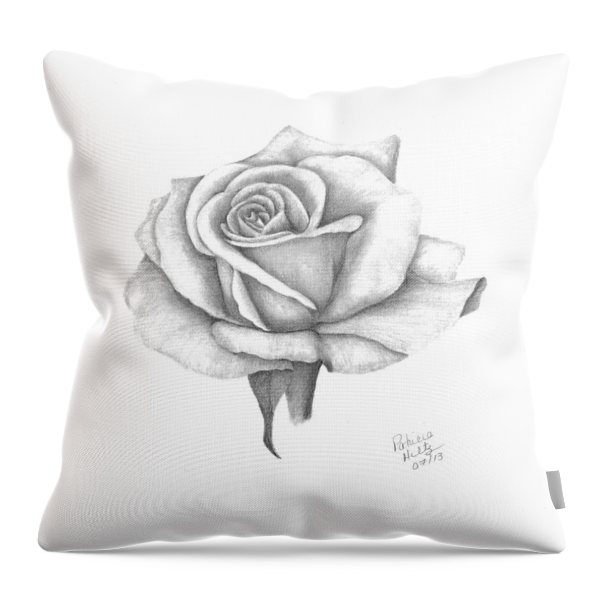 Rose Throw Pillow featuring the drawing A Roses Beauty #2 by Patricia Hiltz