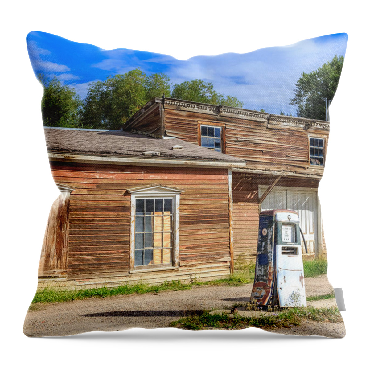 America Throw Pillow featuring the photograph Abandoned mining buildings #1 by Sue Leonard