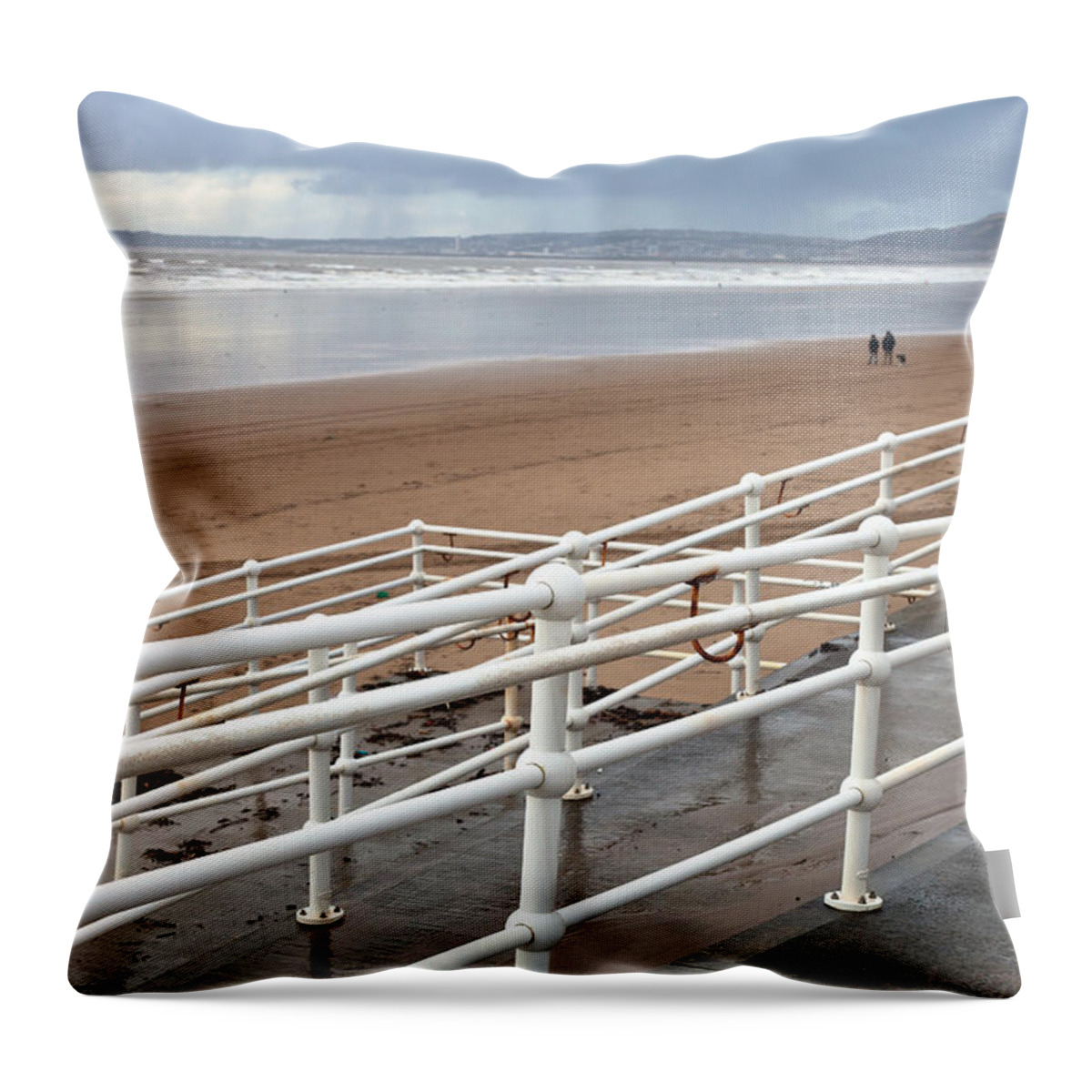 Aberafan Throw Pillow featuring the photograph Aberafan Beach #1 by Tom Gowanlock