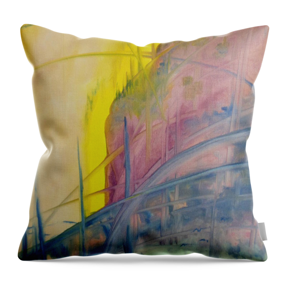 Abstract Throw Pillow featuring the painting Abstracat Exhibit #1 by Frederick Lyle Morris - Disabled Veteran