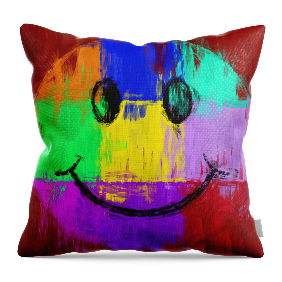 Smiley Throw Pillow featuring the digital art Abstract Smiley Face #1 by David G Paul