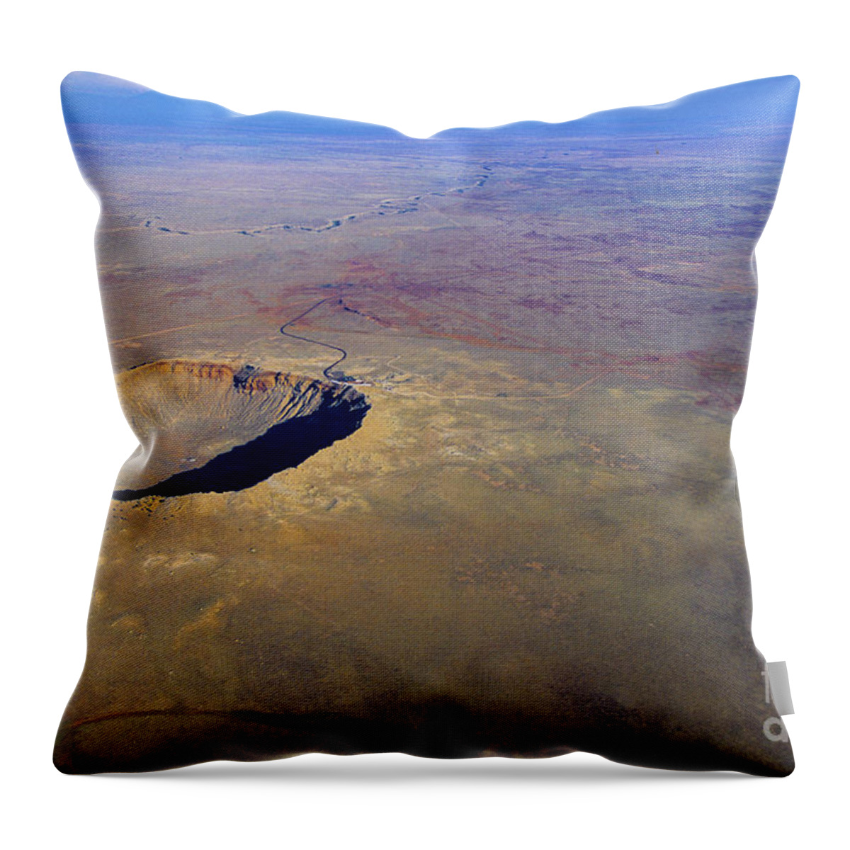 Science Throw Pillow featuring the photograph Aerial Of Meteor Crater #1 by Adam Sylvester