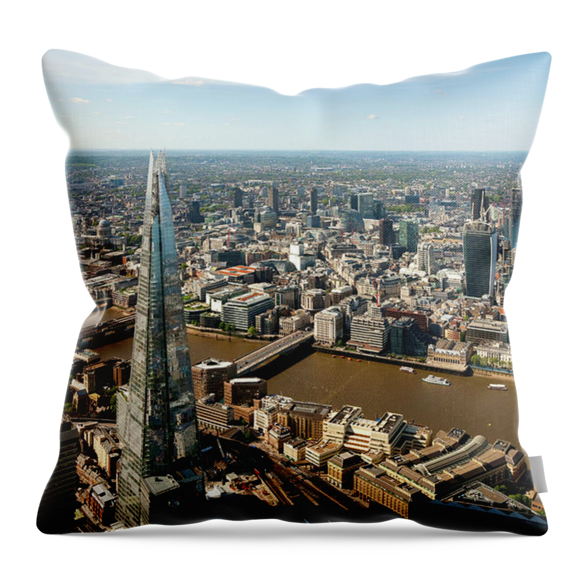 Corporate Business Throw Pillow featuring the photograph Aerial Shot Of Shard And City Of London #1 by Michael Dunning