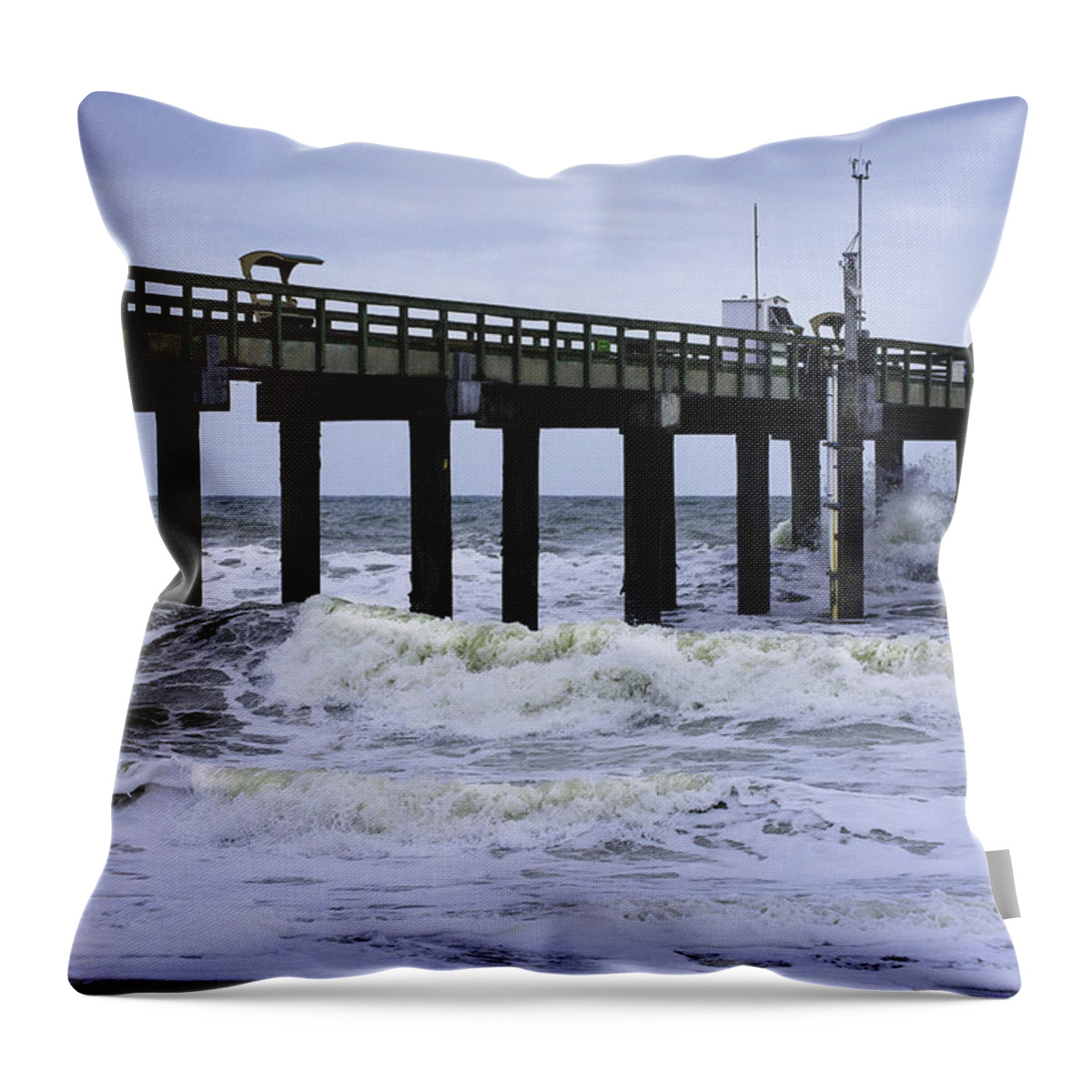 Ocean Throw Pillow featuring the photograph Angry Atlantic #1 by Judy Hall-Folde