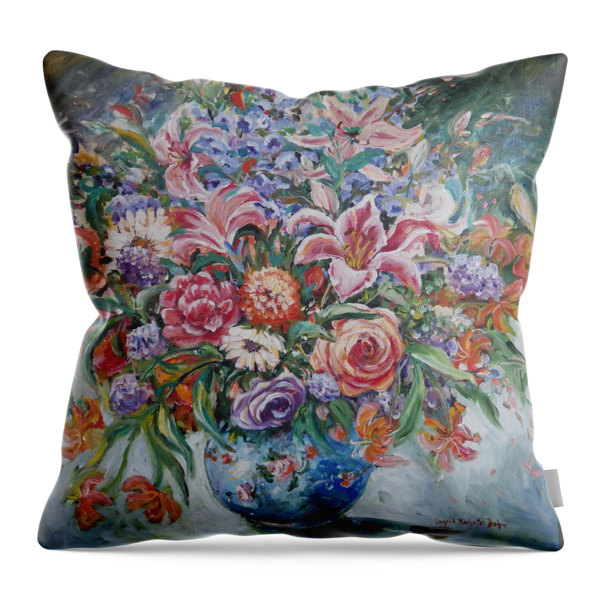 Red Throw Pillow featuring the painting Arrangement II #2 by Ingrid Dohm
