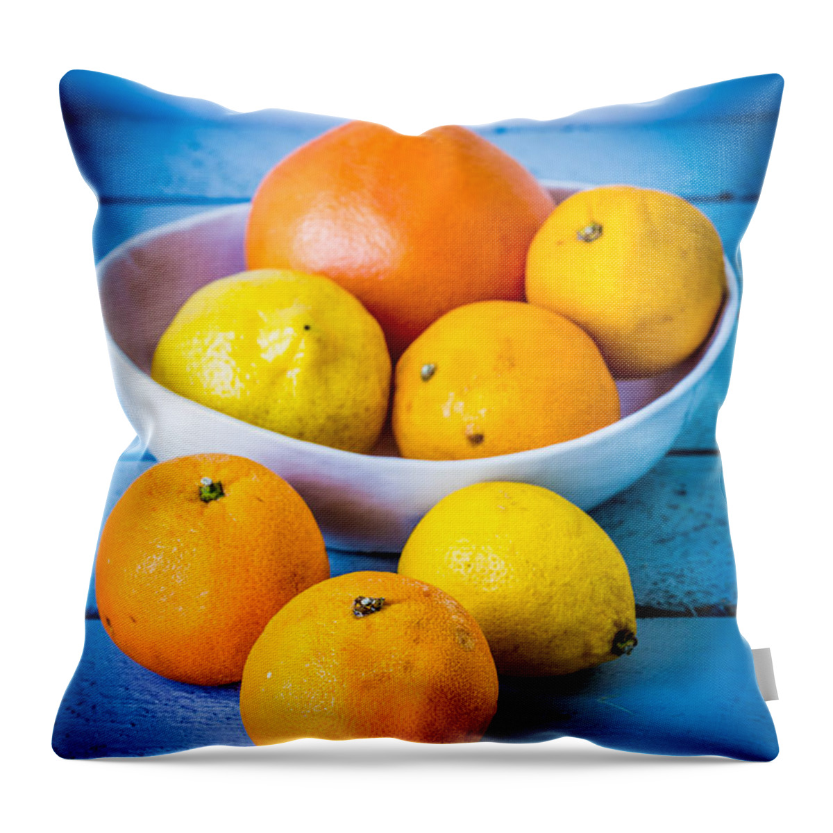 Citrus Fruit Throw Pillow featuring the photograph Assorted Citrus Fruits #1 by Philippe Garo