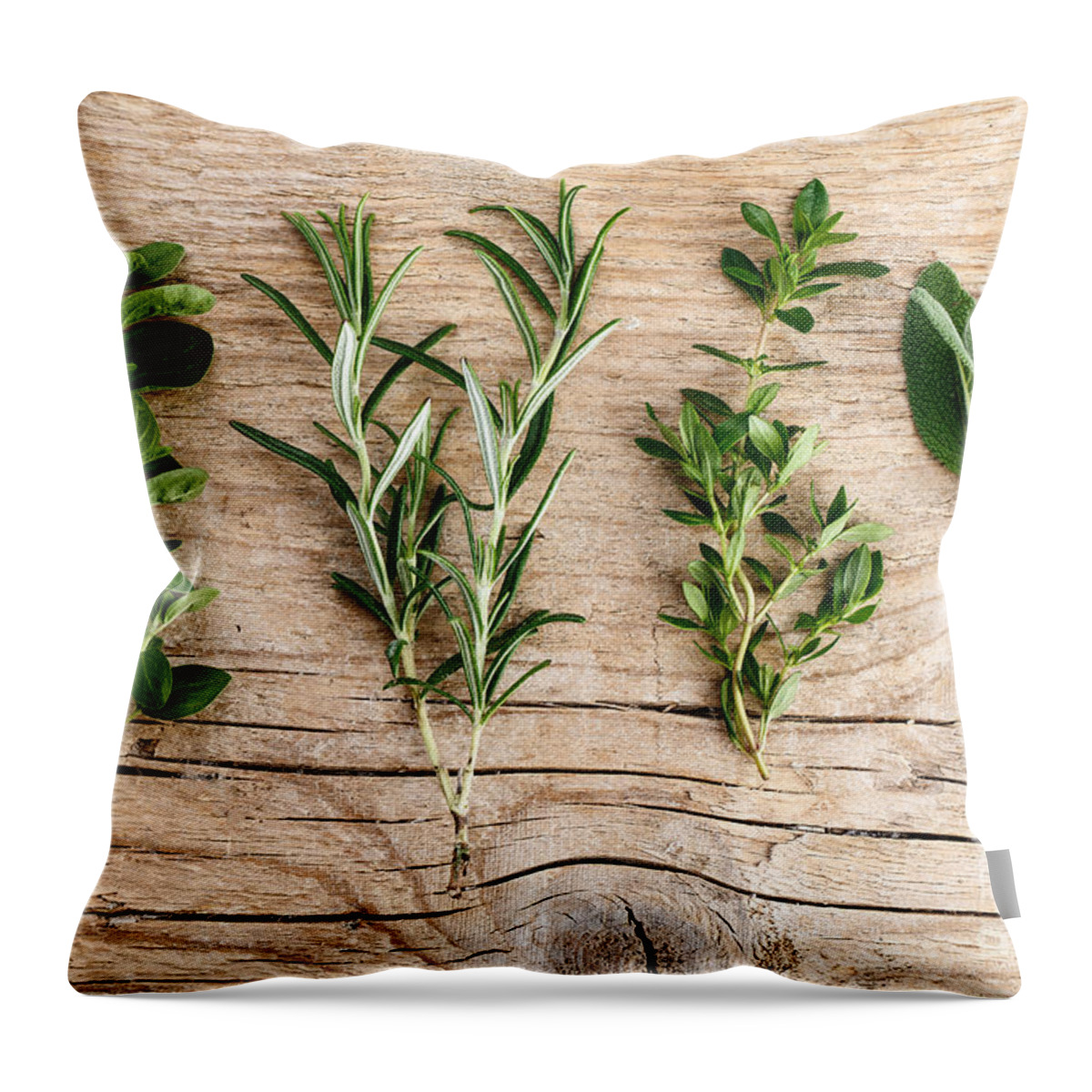 Rosemary Throw Pillow featuring the photograph Assorted fresh Herbs #1 by Nailia Schwarz
