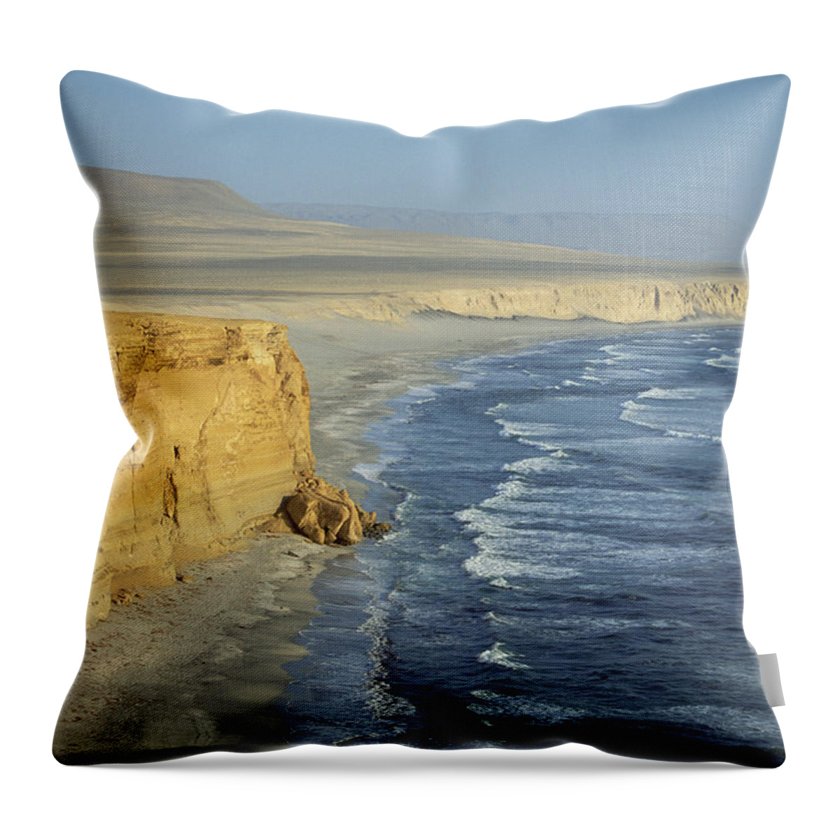 Feb0514 Throw Pillow featuring the photograph Atacama Desert Cliffs And The Pacific #1 by Tui De Roy