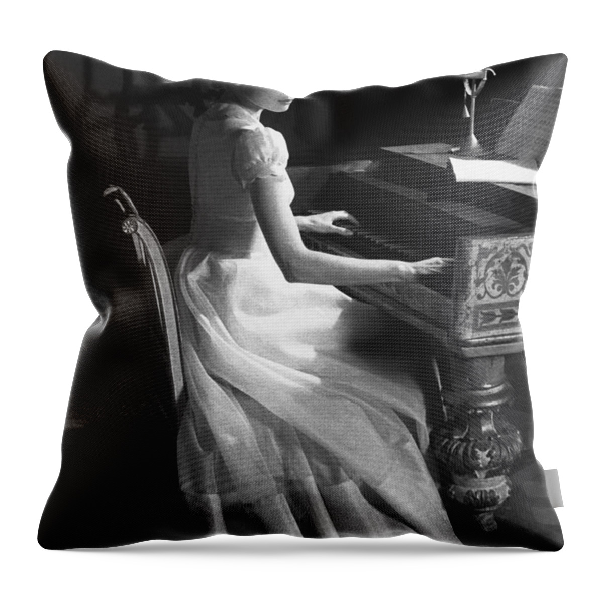 B&w Throw Pillow featuring the photograph Audrey Hepburn #3 by George Daniell