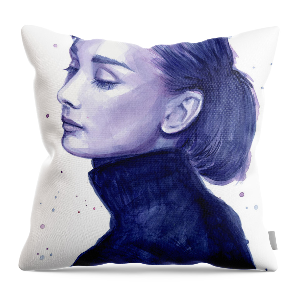 Audrey Throw Pillow featuring the painting Audrey Hepburn Portrait #1 by Olga Shvartsur