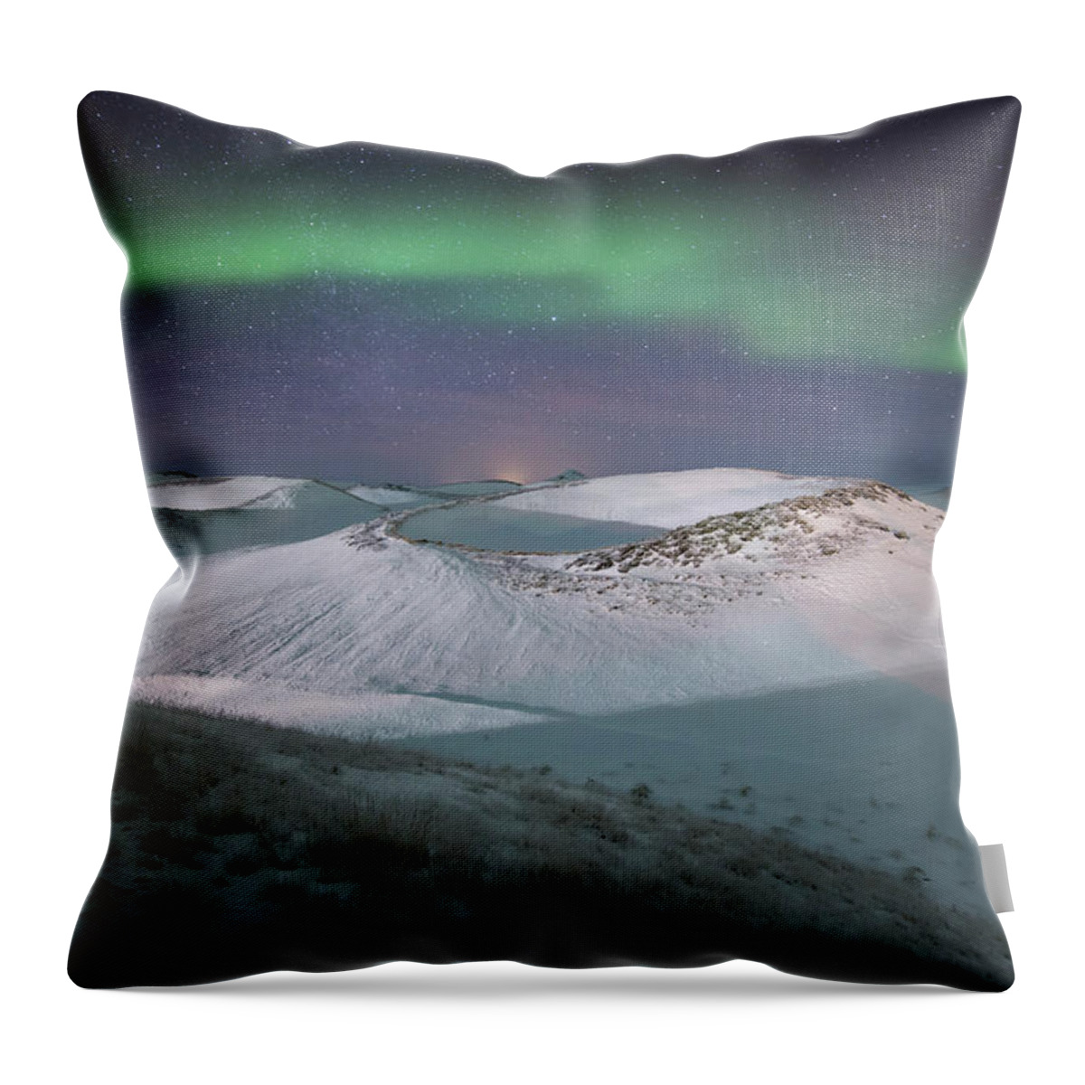 Scenics Throw Pillow featuring the photograph Aurora, Myvatn, Iceland #1 by David Clapp
