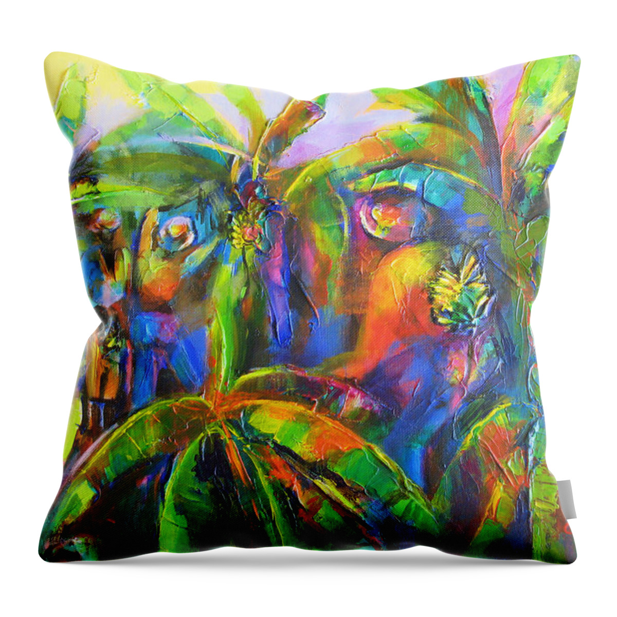 Abstract Throw Pillow featuring the painting Banana Plantation #2 by Cynthia McLean