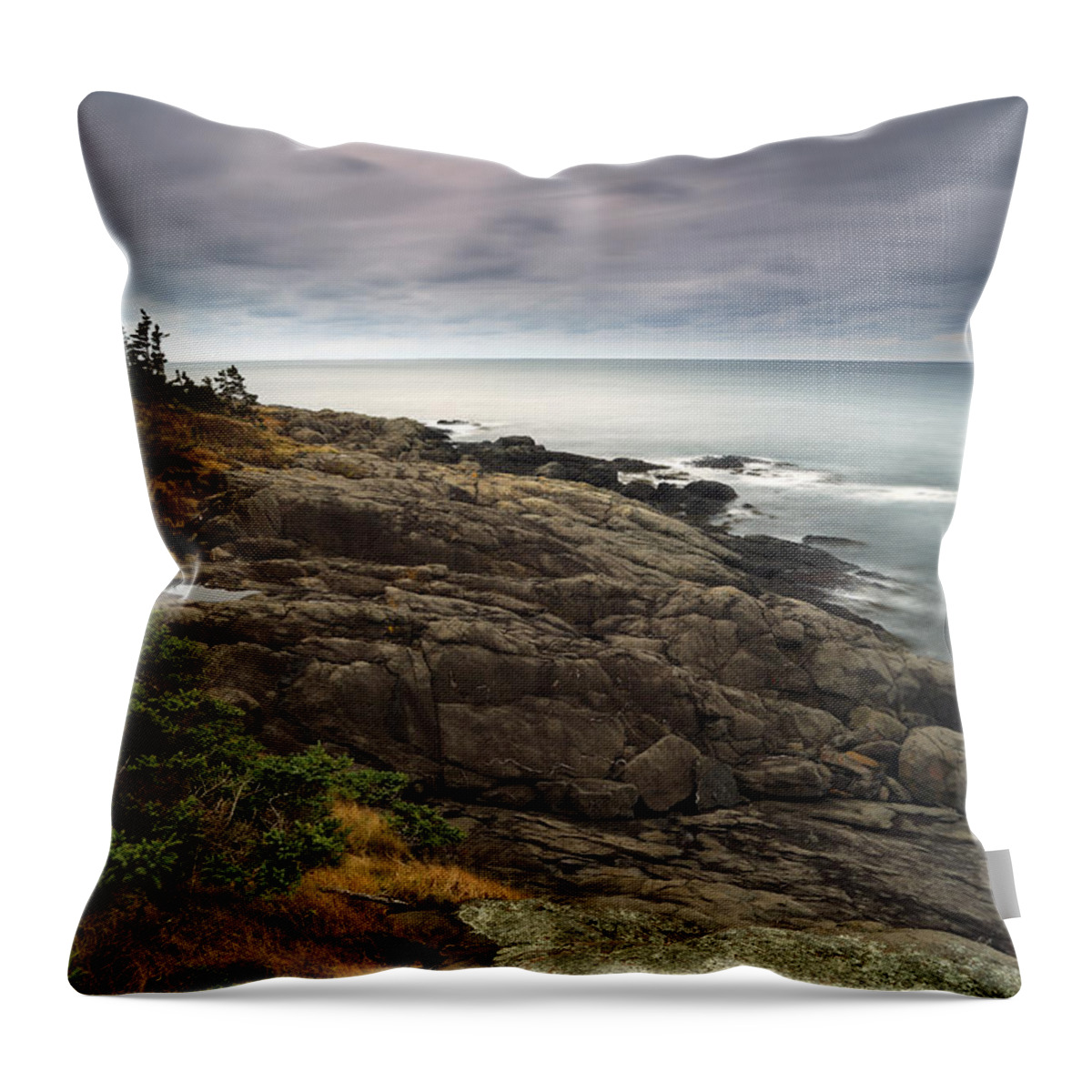 Feb0514 Throw Pillow featuring the photograph Bay Of Fundy As Dusk Canada #1 by Scott Leslie