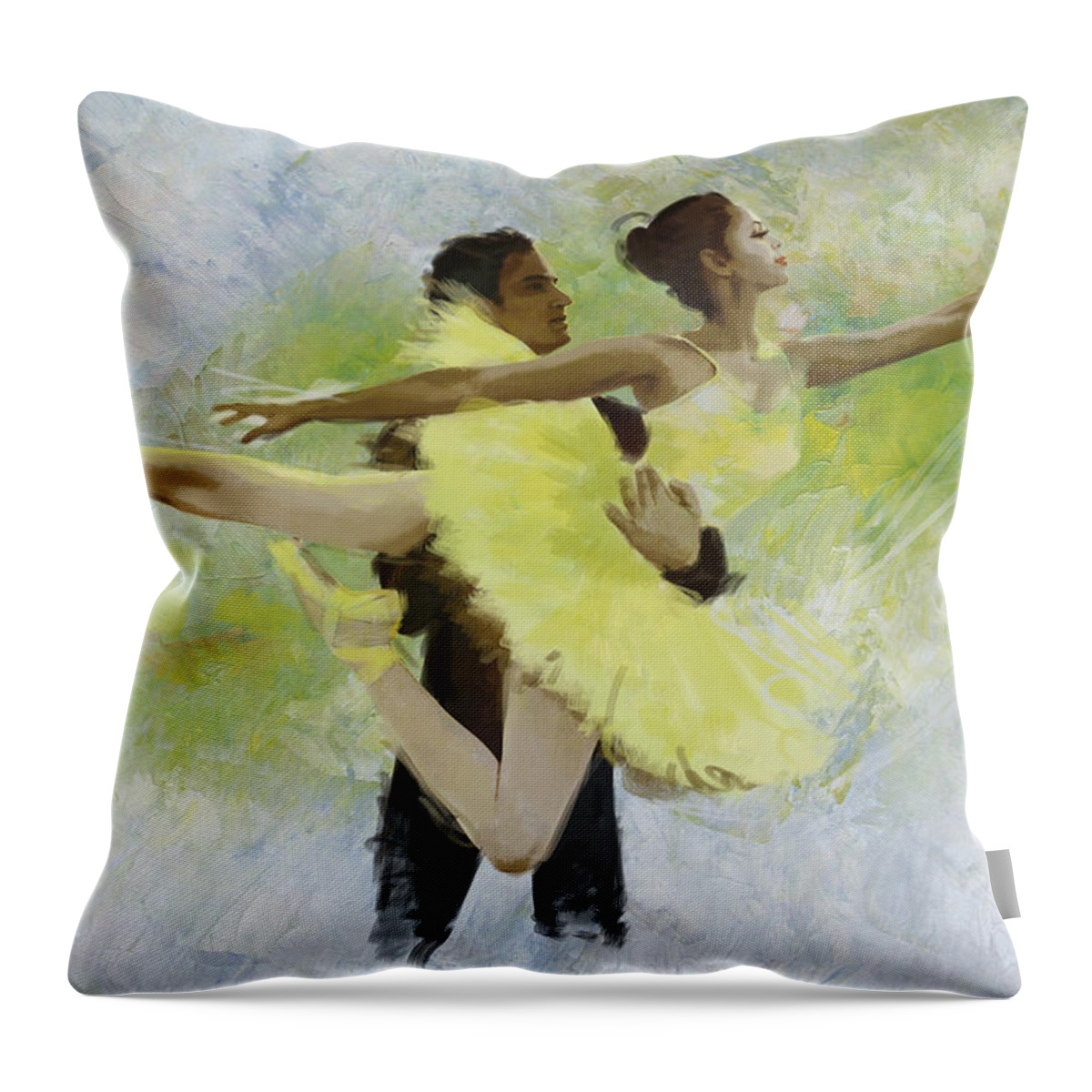 Ballet Dancer Throw Pillow featuring the painting Belly Dancers #1 by Corporate Art Task Force