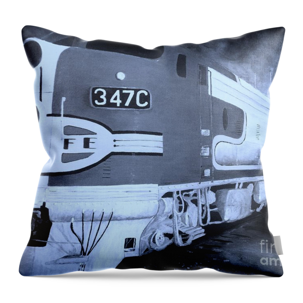 Locomotive Throw Pillow featuring the painting Big Red #1 by K Alan Jarrett