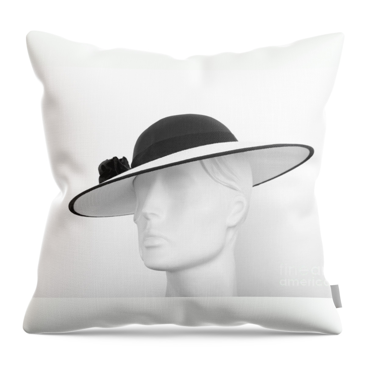 Hat Throw Pillow featuring the photograph Black and White Chic by Ann Horn