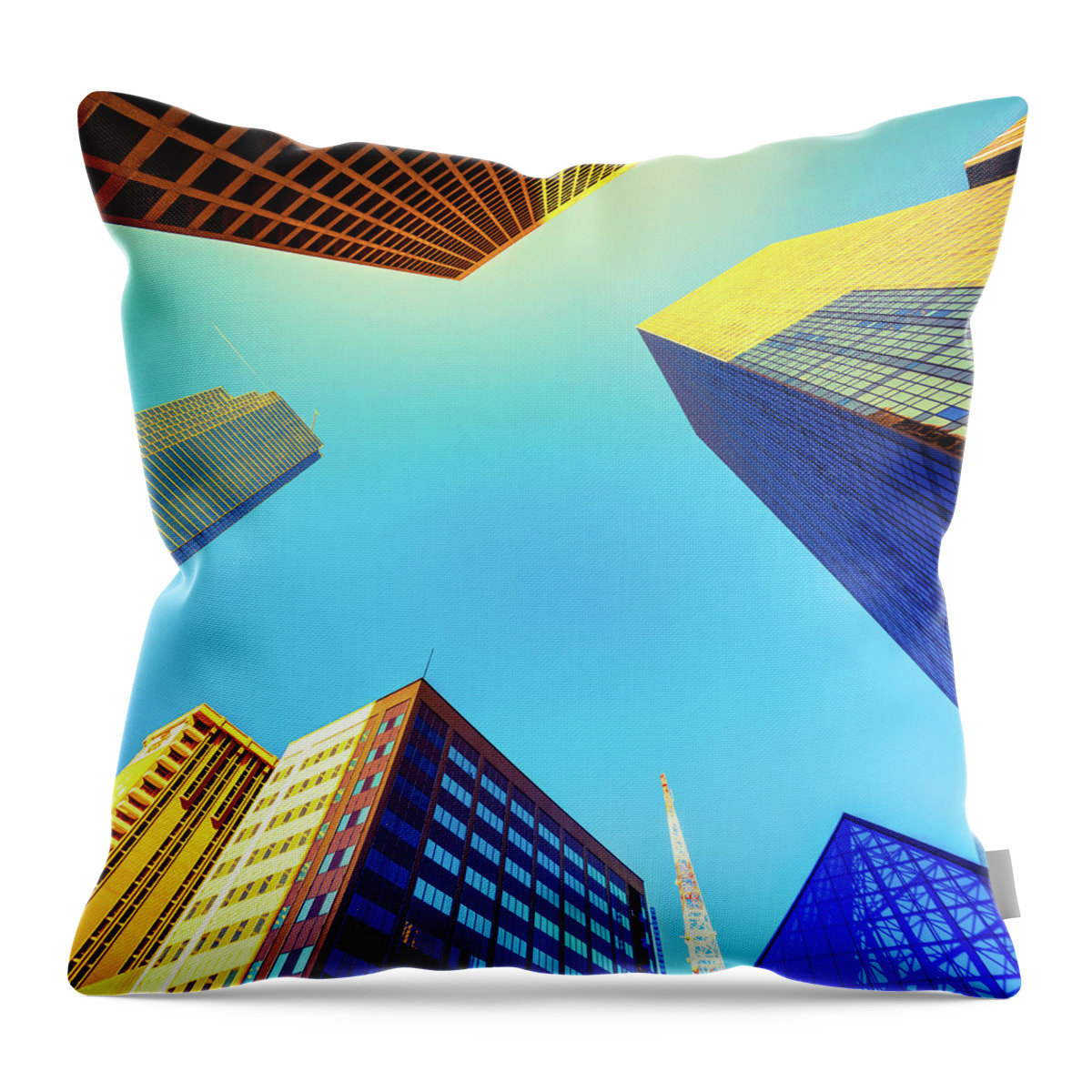 Corporate Business Throw Pillow featuring the photograph Business Buildings At Sunset #1 by Moreiso