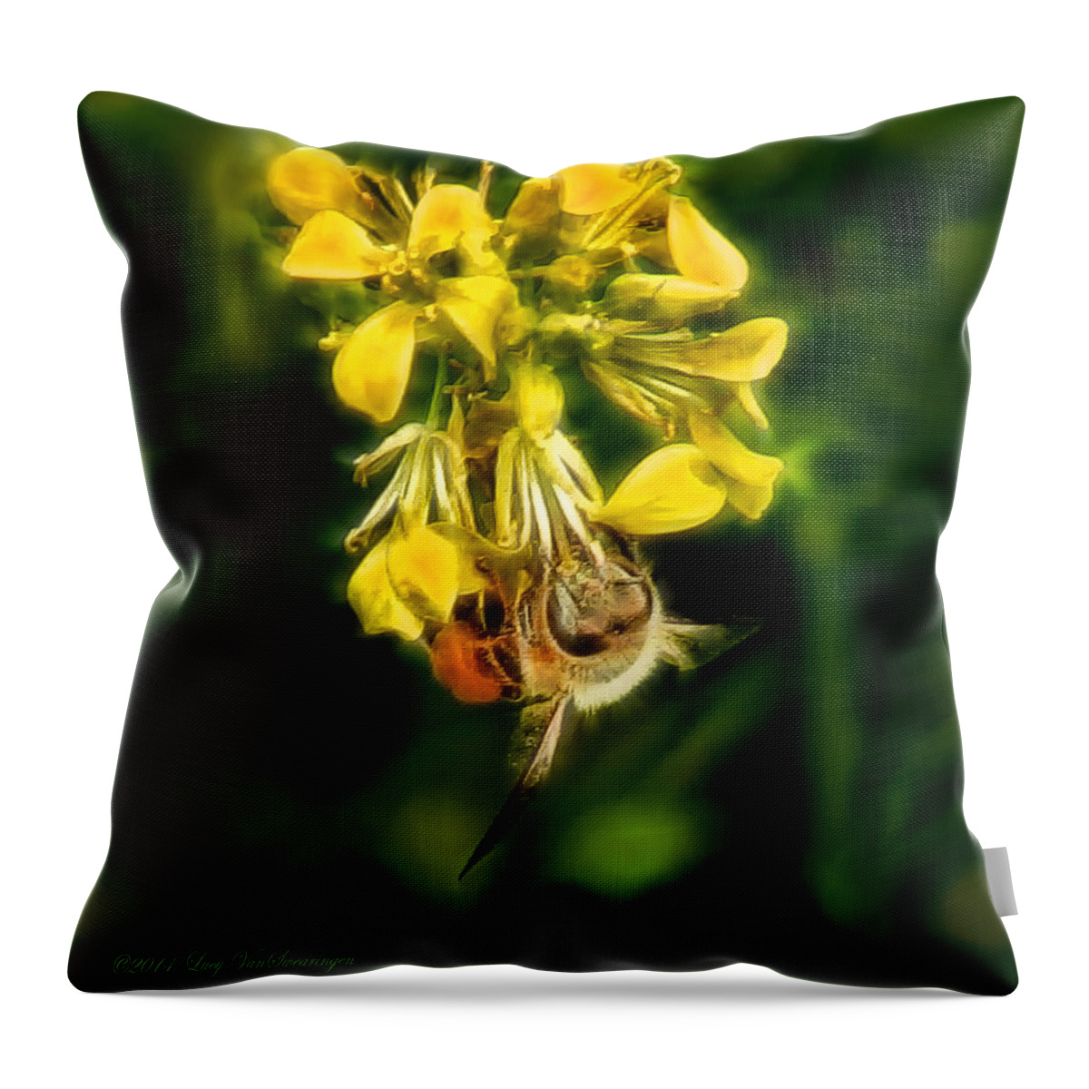 Bee Throw Pillow featuring the photograph Busy Bee #1 by Lucy VanSwearingen