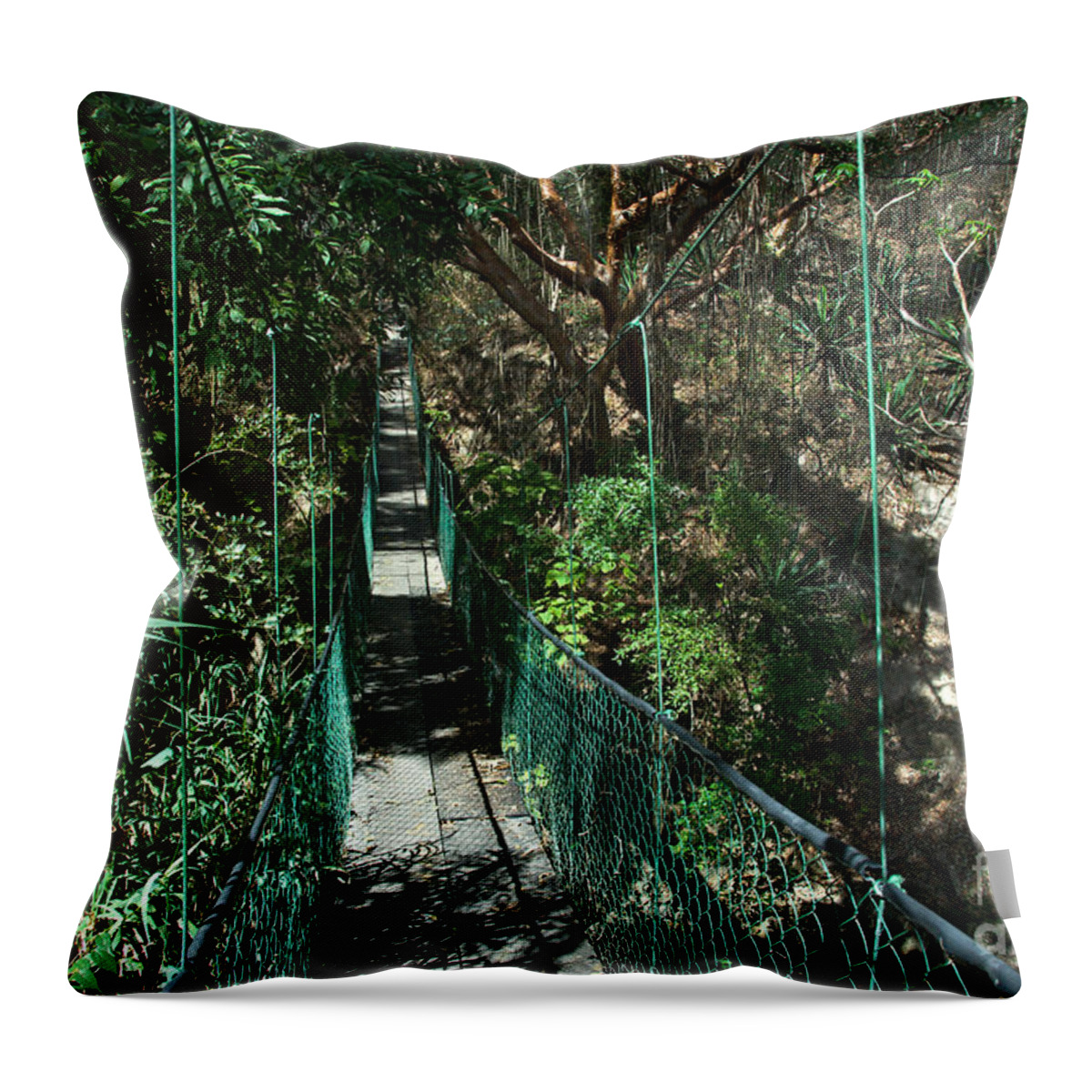 Guatemalan Jungle Throw Pillow featuring the photograph Canopy Walk #1 by Mark Newman