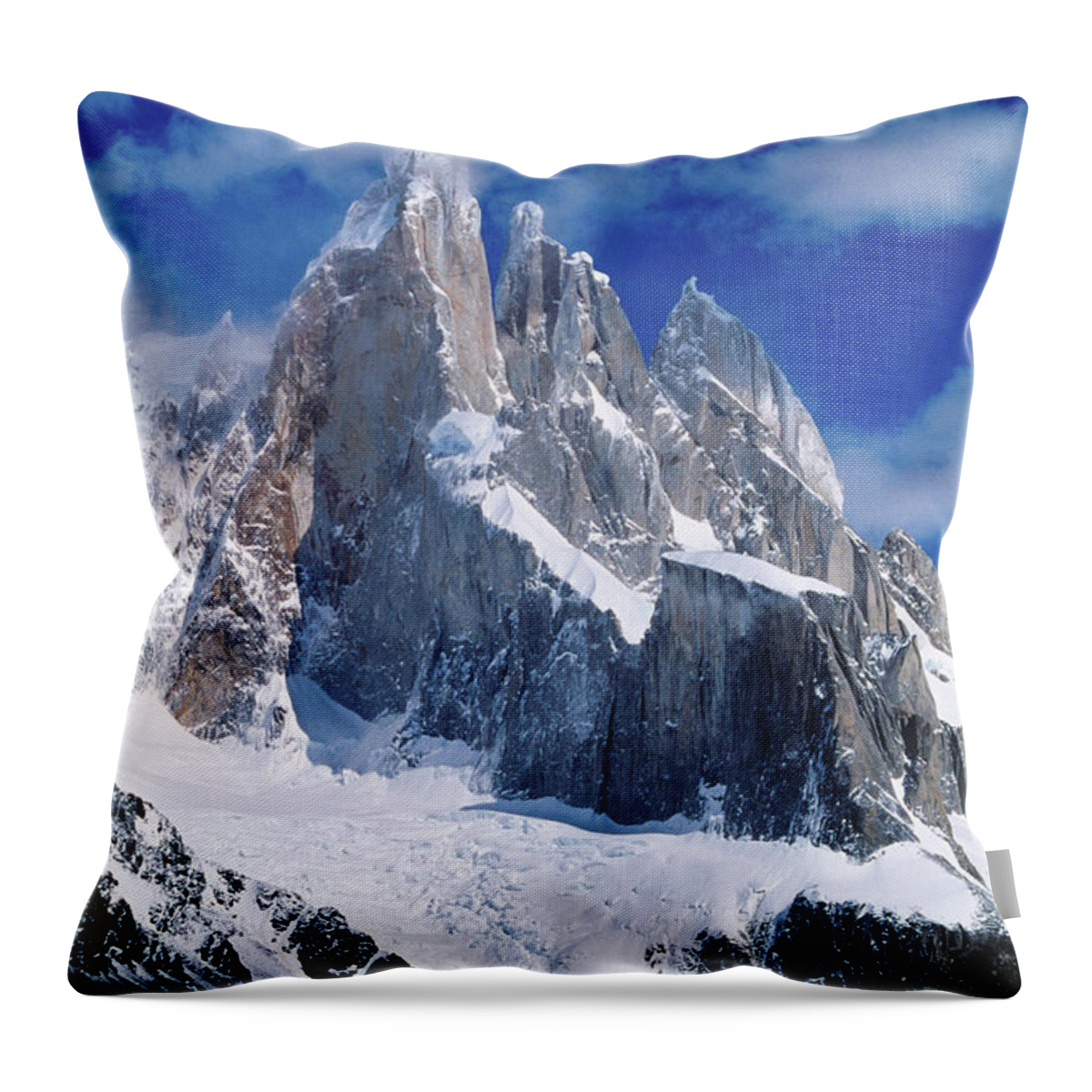 Scenics Throw Pillow featuring the photograph Cerro Torre 3102m From Laguna Torre #1 by Richard I'anson