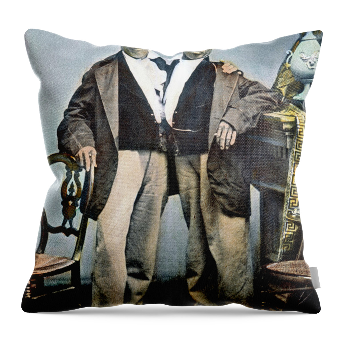 19th Century Throw Pillow featuring the photograph Chang And Eng (1811-1874) #1 by Granger
