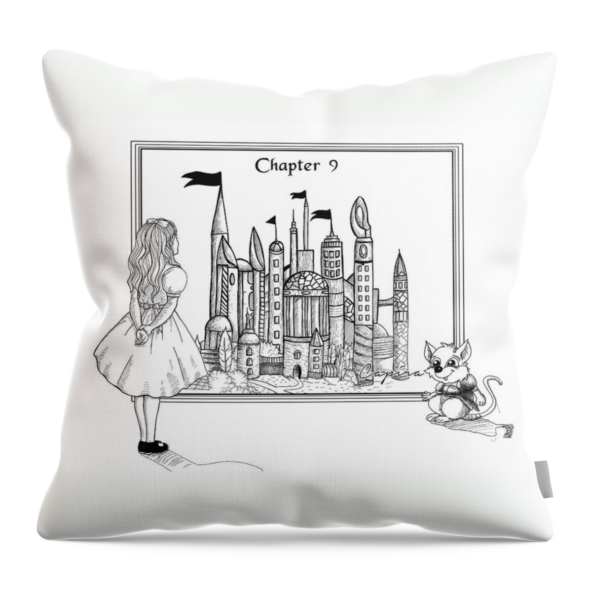 Wurtherington Throw Pillow featuring the drawing Chapter Nine #2 by Reynold Jay