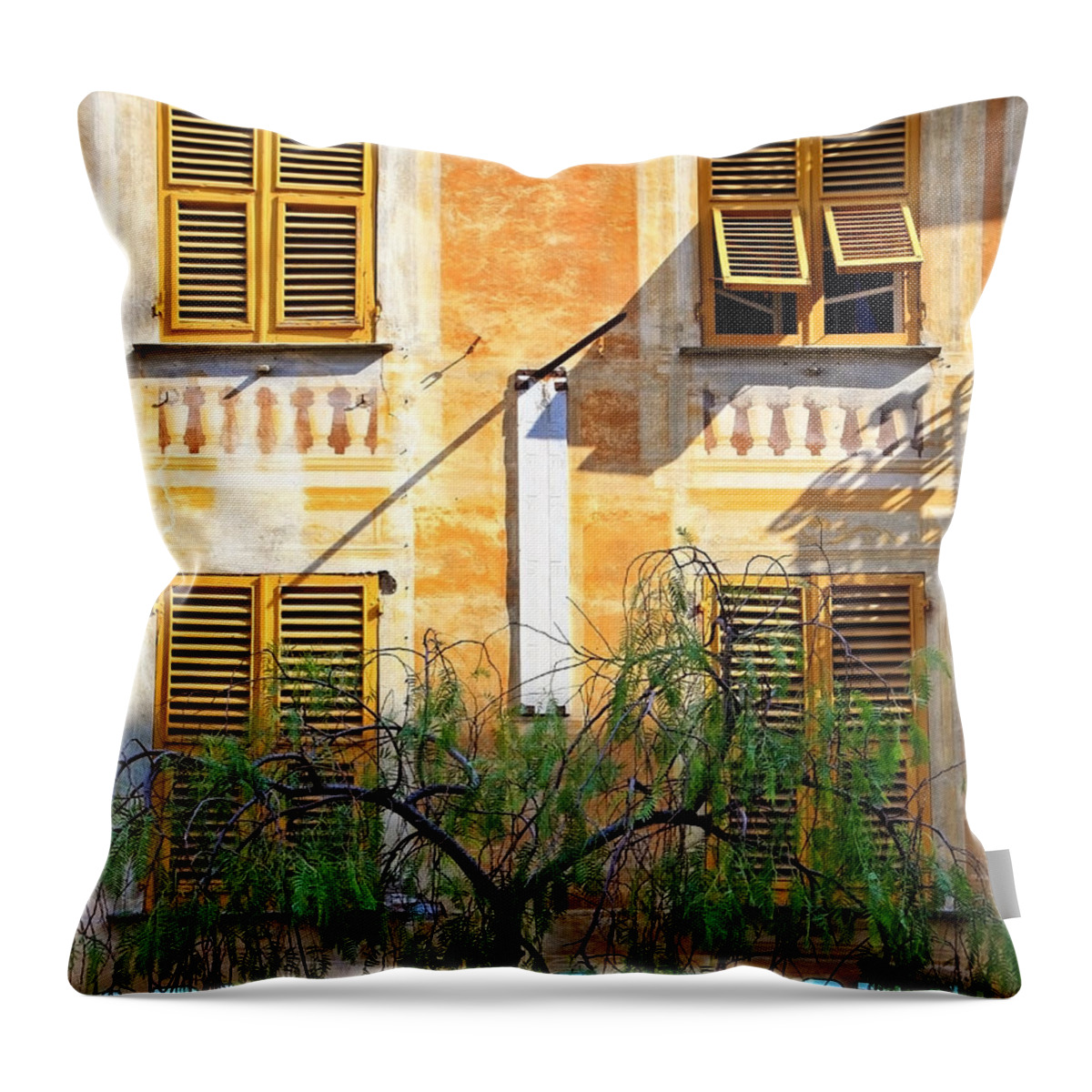 Colored Photo Throw Pillow featuring the photograph Chiavari Windows #1 by Kate McKenna