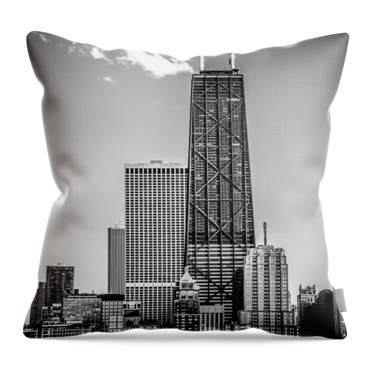 2012 Throw Pillow featuring the photograph Chicago Hancock Building Black and White Picture #1 by Paul Velgos