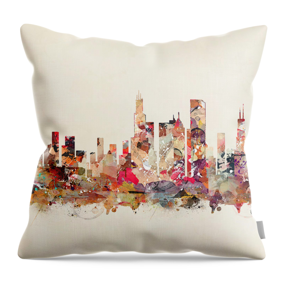Chicago Illinois Skyline Throw Pillow featuring the painting Chicago Illinois #1 by Bri Buckley