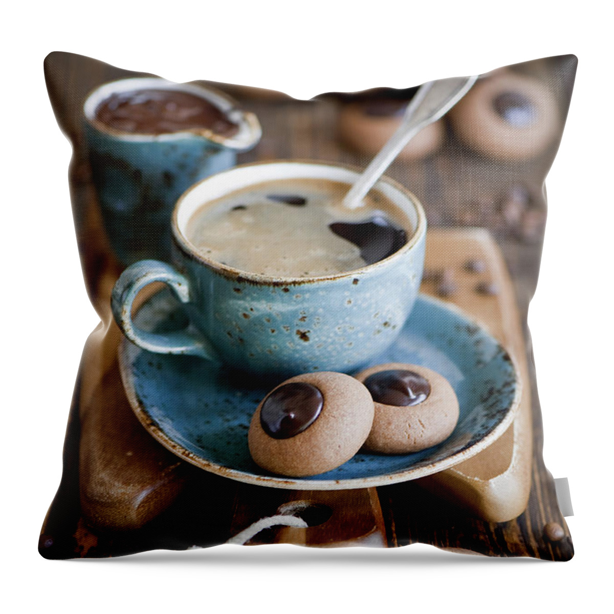 Breakfast Throw Pillow featuring the photograph Chocolate Cookies #1 by Verdina Anna