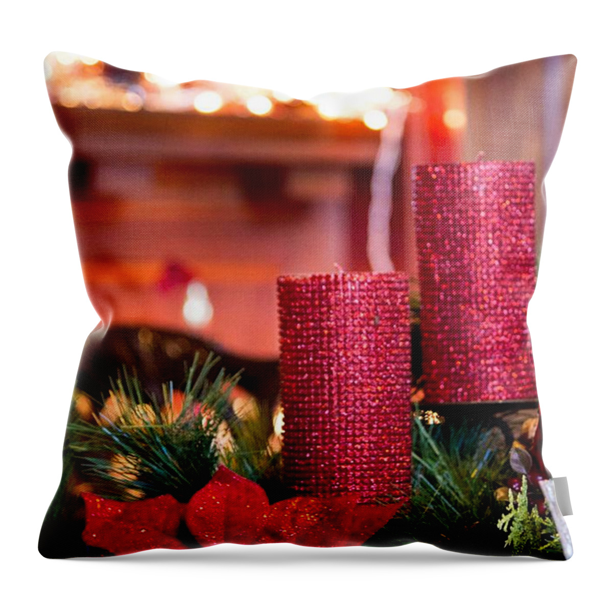 Christmas Throw Pillow featuring the photograph Christmas Candles #1 by Patricia Babbitt