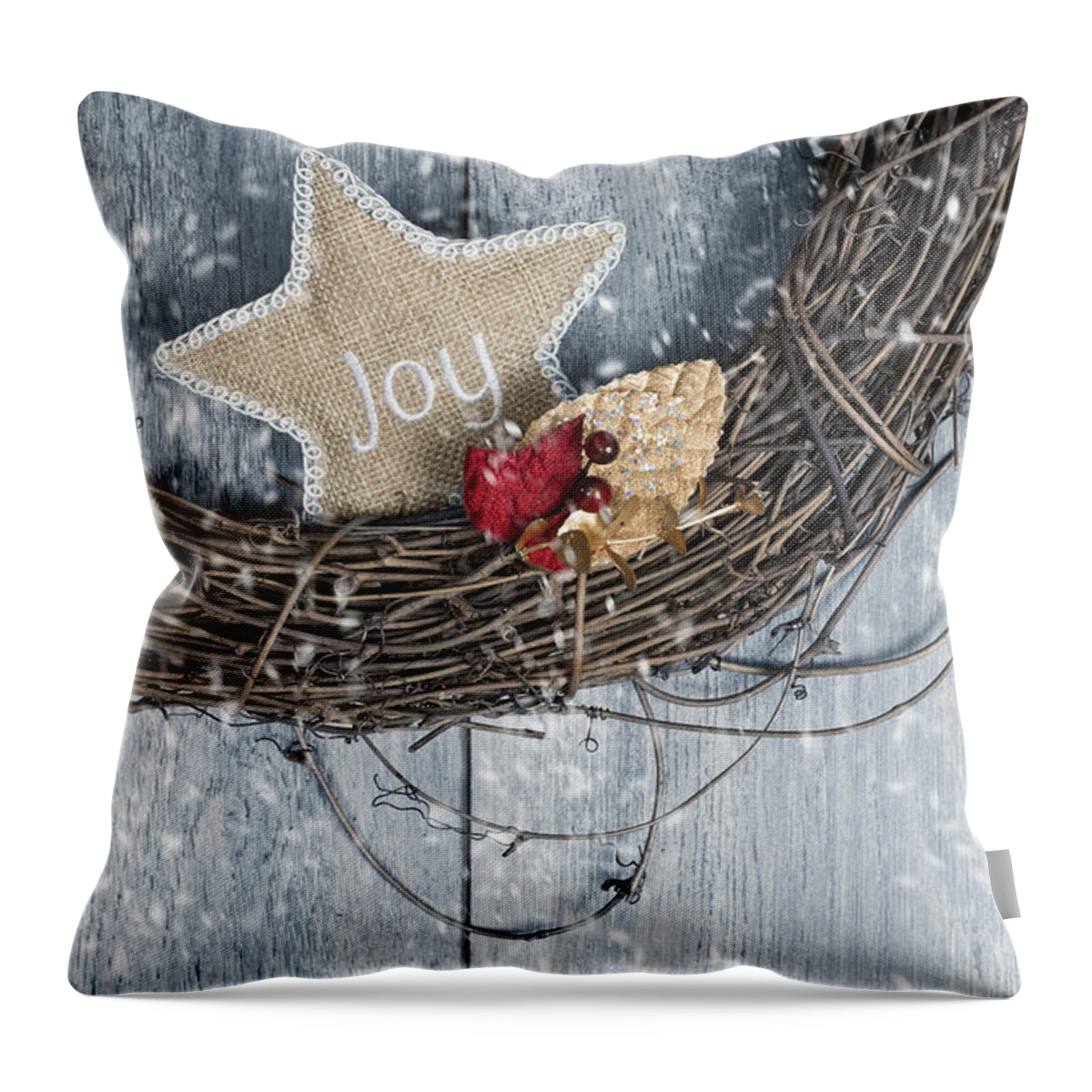 #faaAdWordsBest Throw Pillow featuring the photograph Christmas Wreath by Amanda Elwell