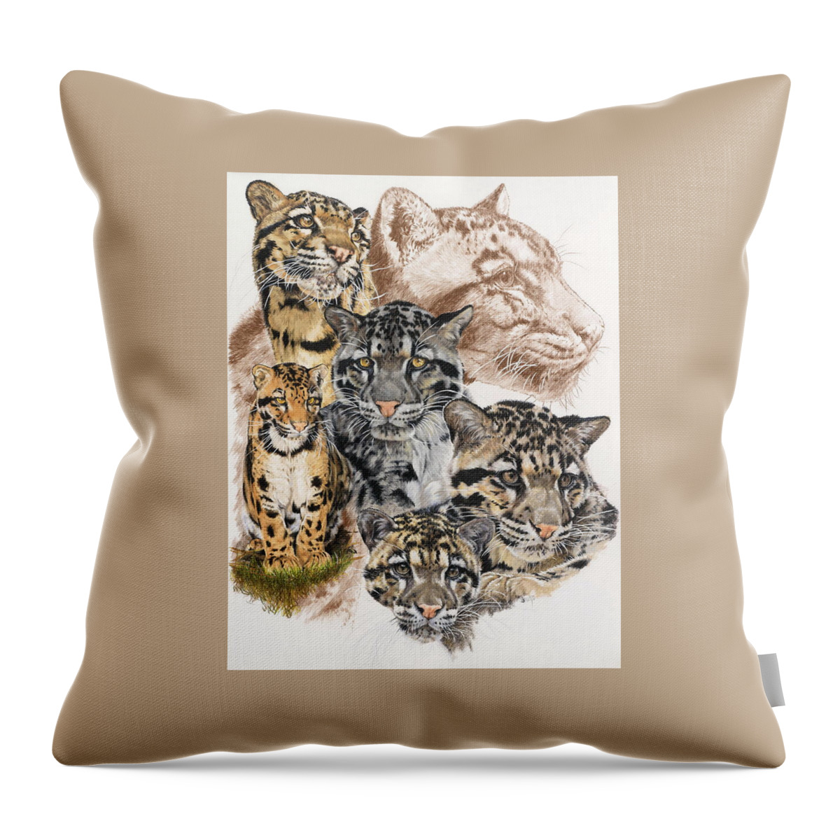 Clouded Leopard Throw Pillow featuring the mixed media Cloudburst by Barbara Keith