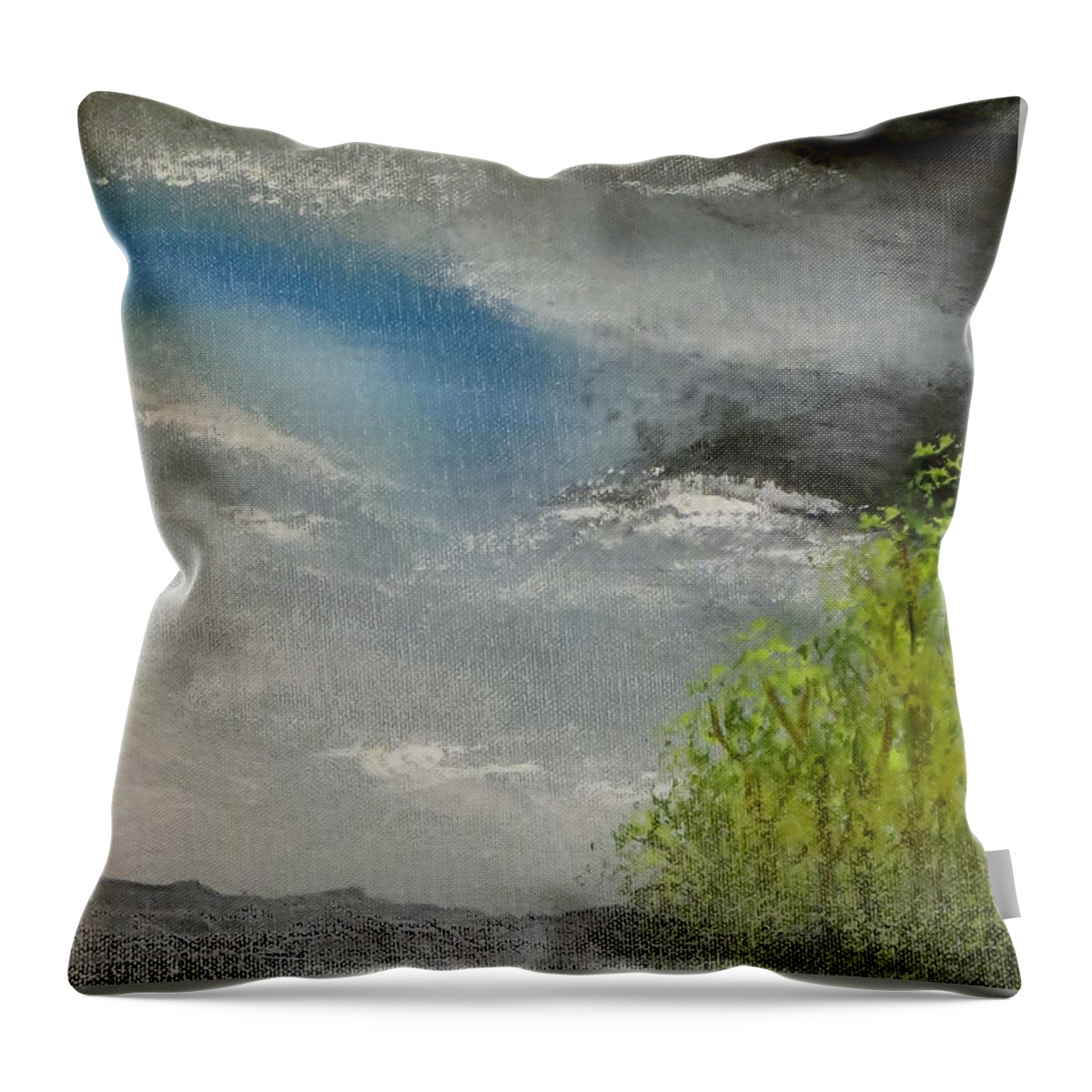 Clouds Throw Pillow featuring the painting Cloudy Sky #1 by Tim Townsend