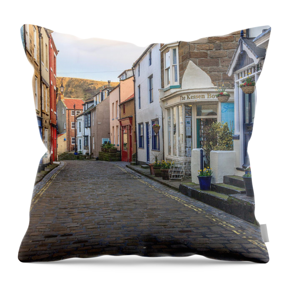 Architecture Throw Pillow featuring the photograph Cobbles in Staithes by Sue Leonard