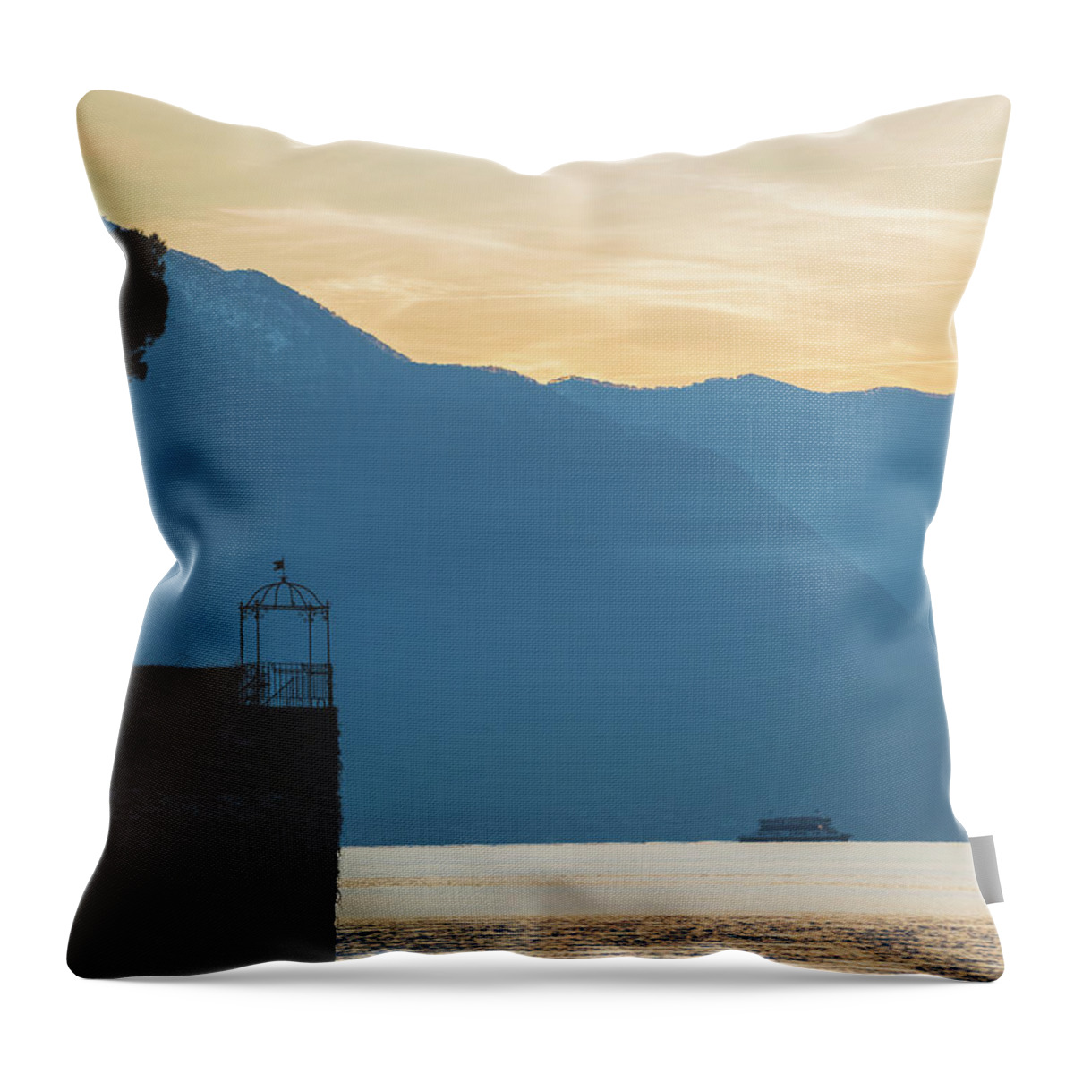 Panoramic Throw Pillow featuring the photograph Como District Lake #1 by Deimagine