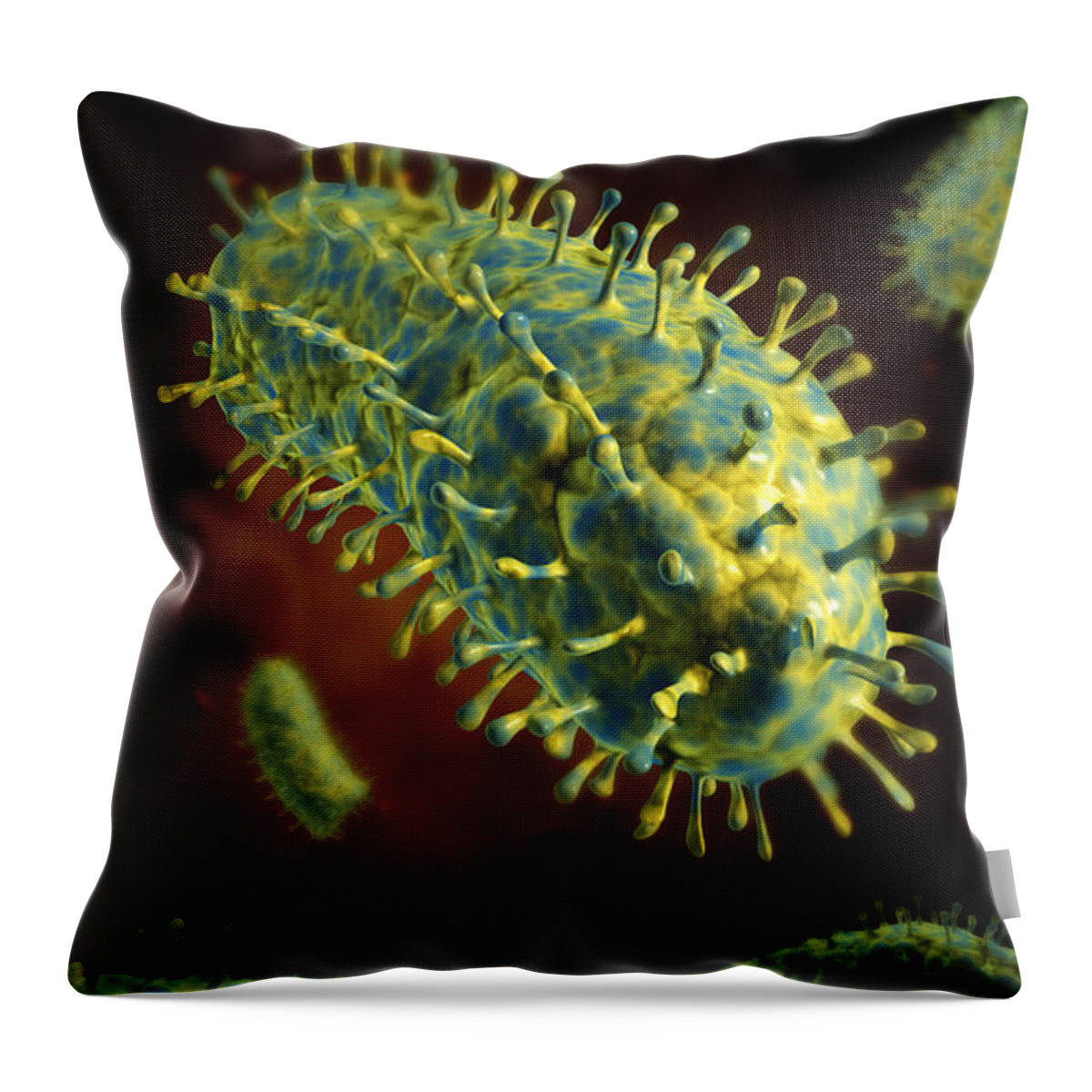 Vertical Throw Pillow featuring the digital art Conceptual Image Of Rabies Virus #1 by Stocktrek Images