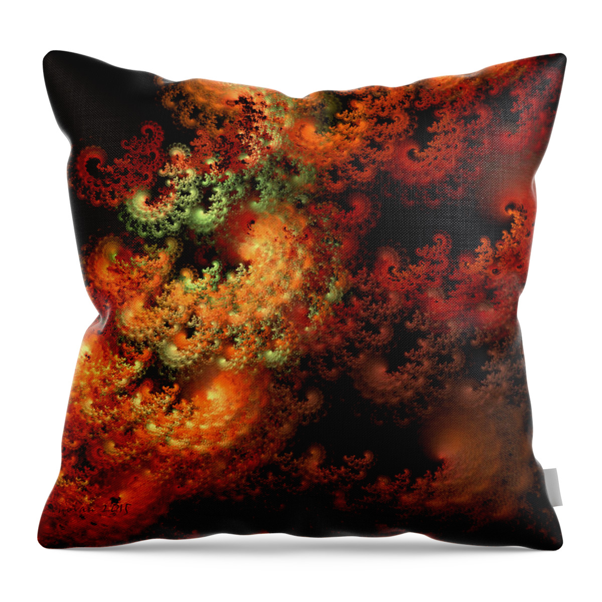 Fractal Throw Pillow featuring the digital art Coral #2 by P Donovan
