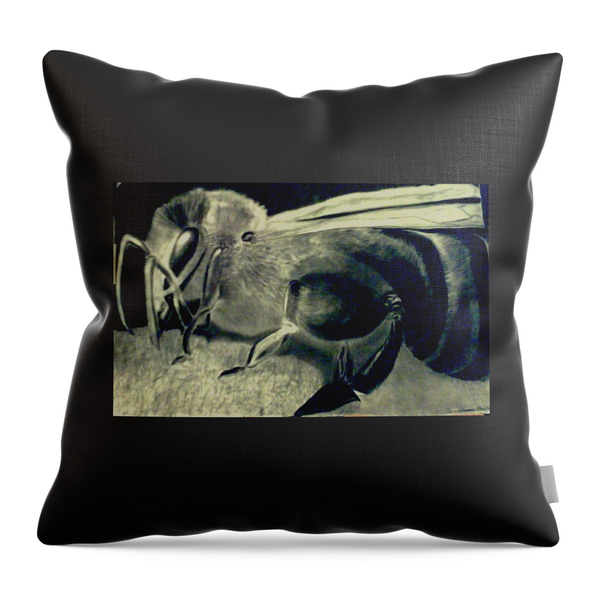 Bee Throw Pillow featuring the drawing Daddy's Baby Bee by Suzanne Berthier