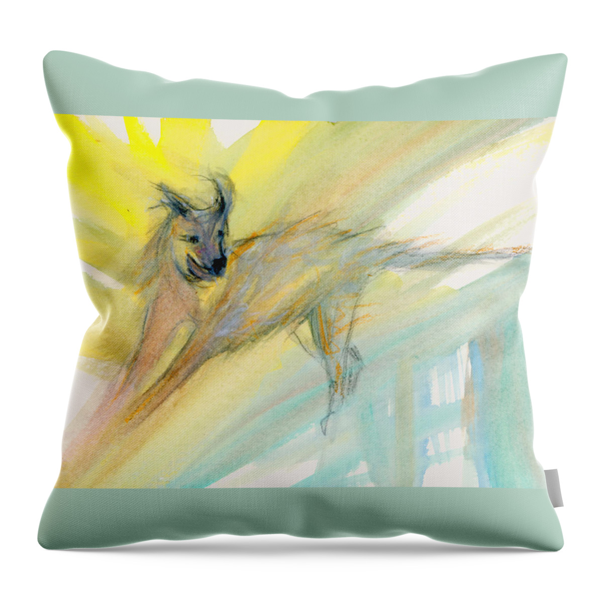 Dog Throw Pillow featuring the painting Dancing through #1 by Suzy Norris