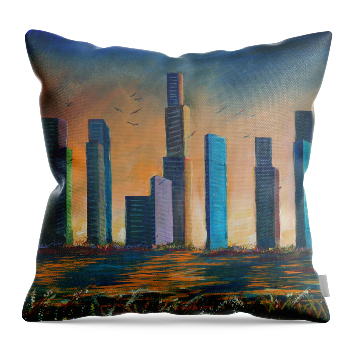 #landscape Prints Throw Pillow featuring the painting Dawn's Early Light #2 by Gail Daley