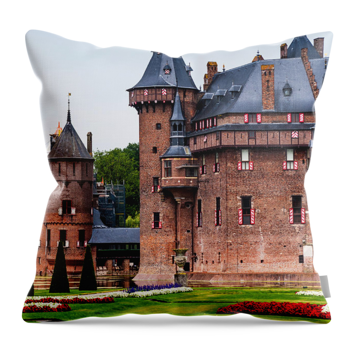 Utrecht Throw Pillow featuring the photograph De Haar Castle. Utrecht. Netherlands #1 by Jenny Rainbow
