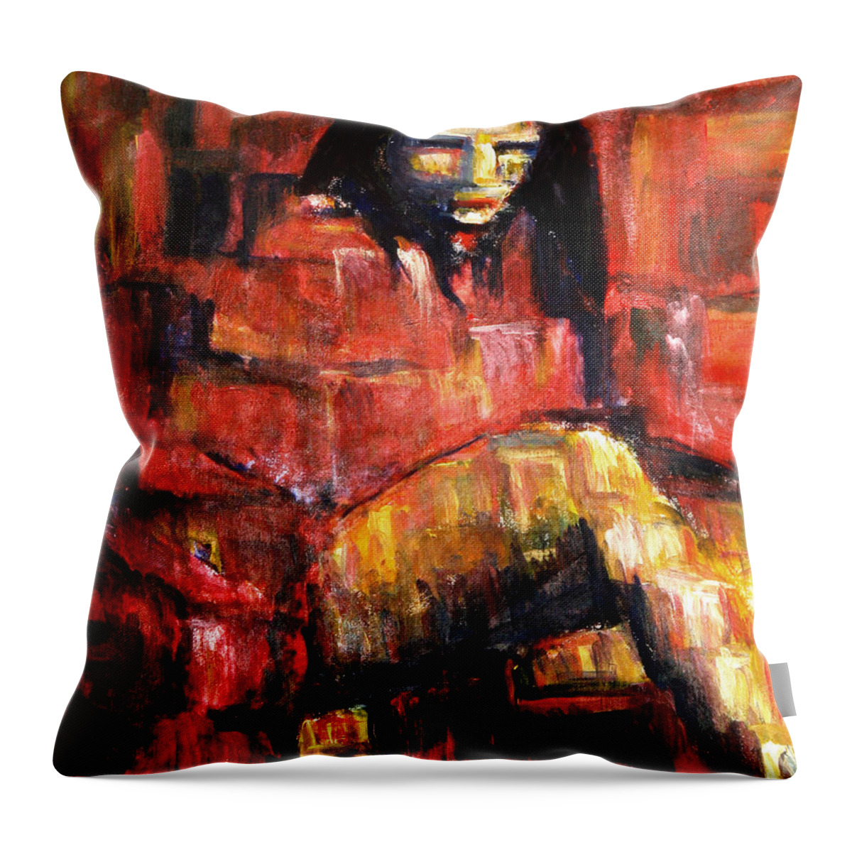 Woman Throw Pillow featuring the painting Fractured by Frank Botello