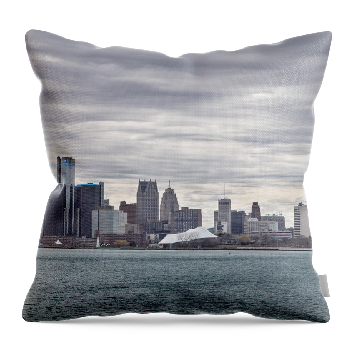 Detroit Throw Pillow featuring the photograph Detroit Skyline from Belle Isle #1 by John McGraw