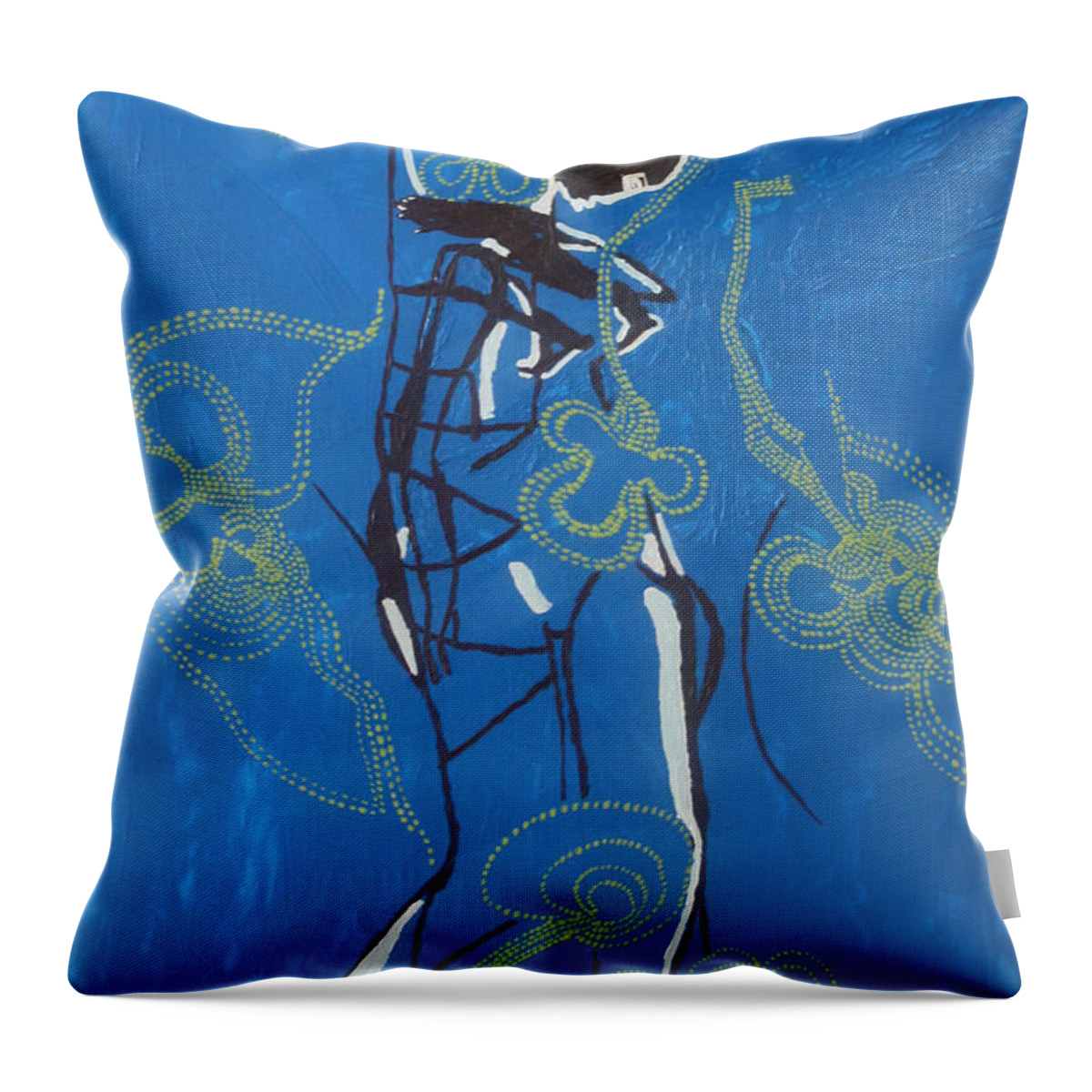 Jesus Throw Pillow featuring the painting Dinka Painted Lady - South Sudan #1 by Gloria Ssali