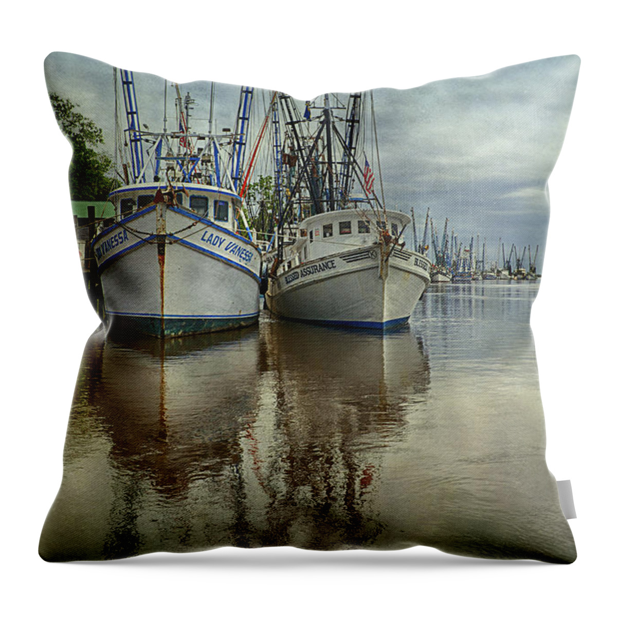 Docked Throw Pillow featuring the photograph Docked by Priscilla Burgers
