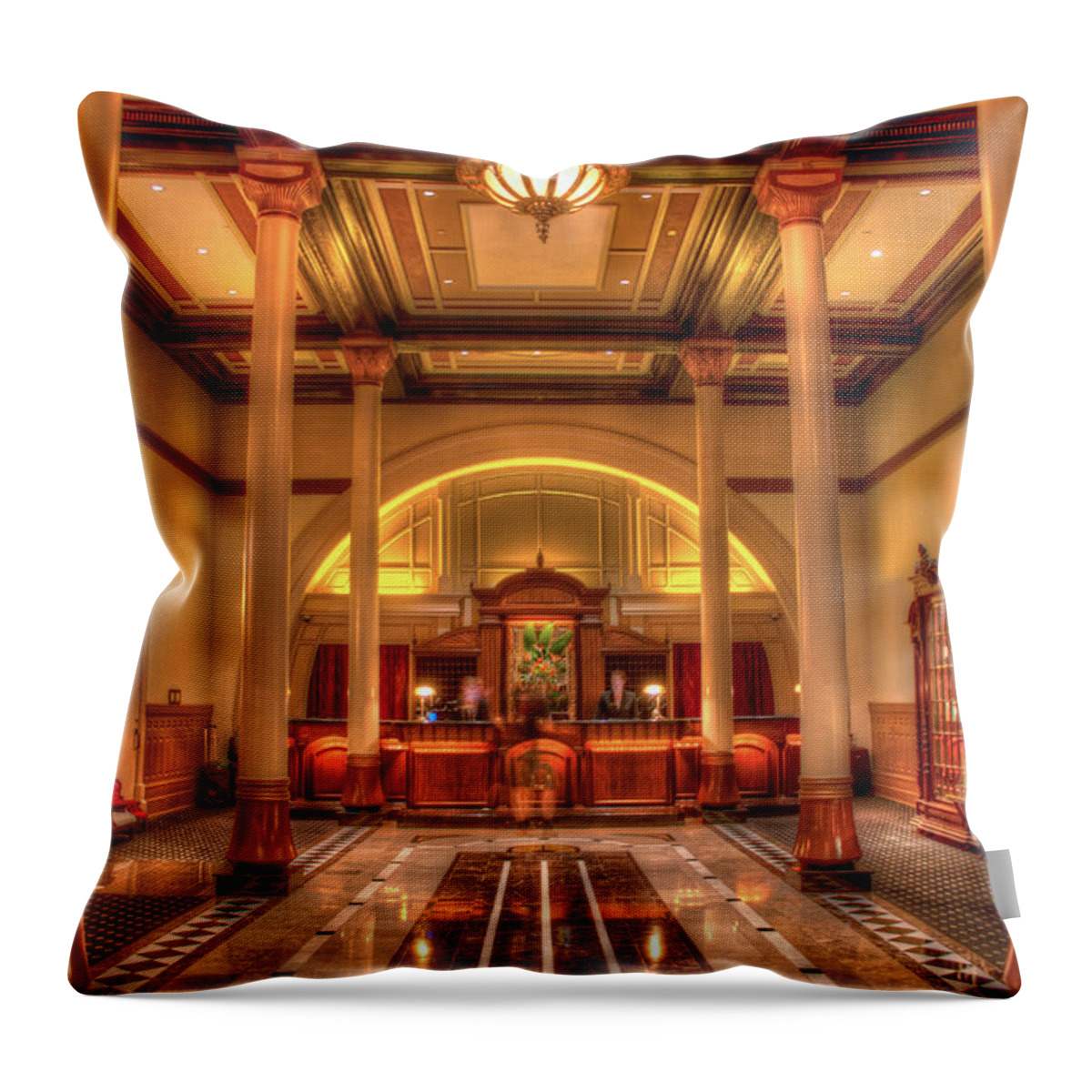 Austin Throw Pillow featuring the photograph Driskill Hotel Check-in #1 by Tim Stanley