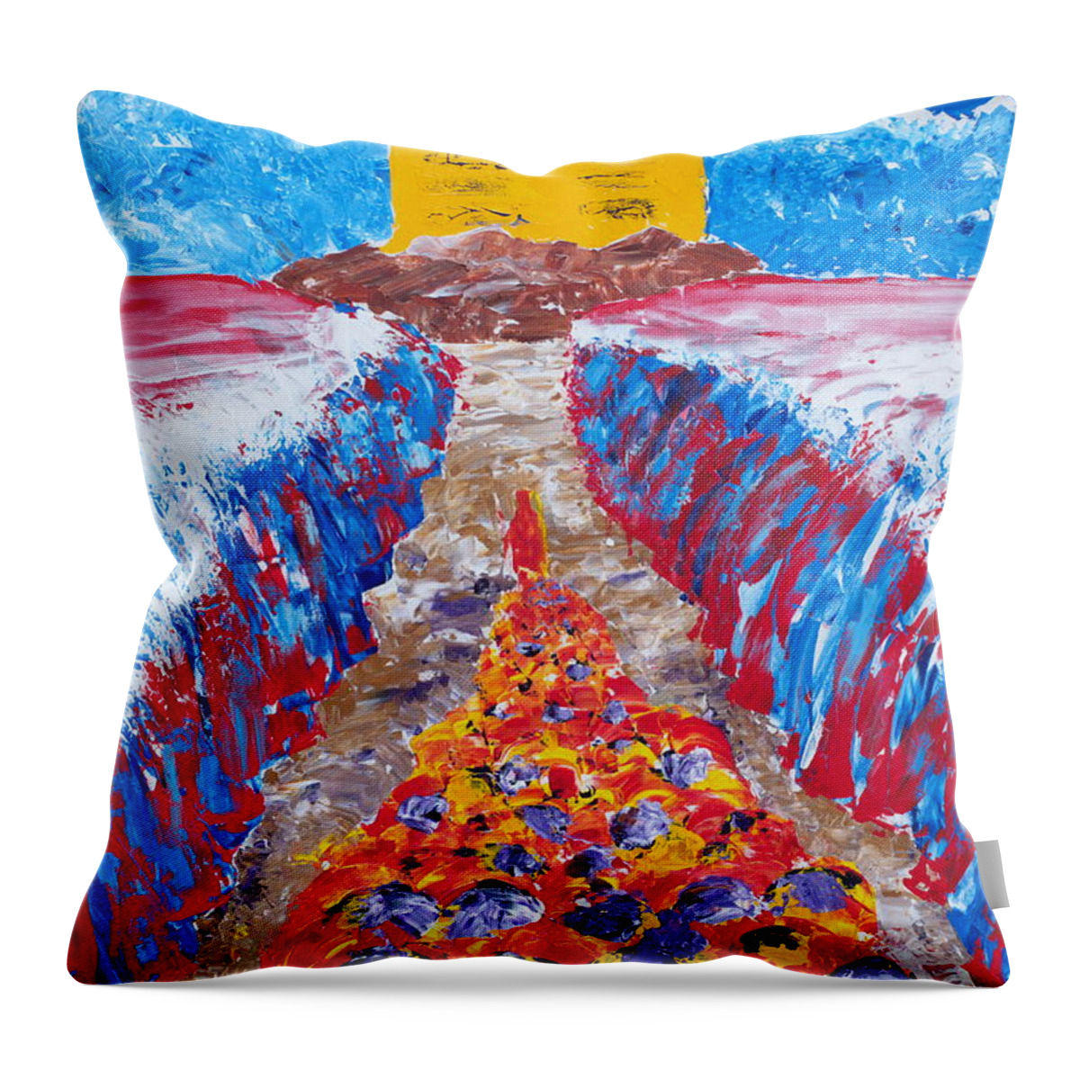Jewish Art Throw Pillow featuring the painting Exodus by Walt Brodis