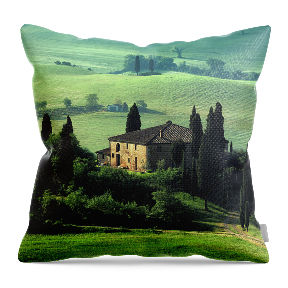 Scenics Throw Pillow featuring the photograph Farm In Tuscany #1 by Mammuth